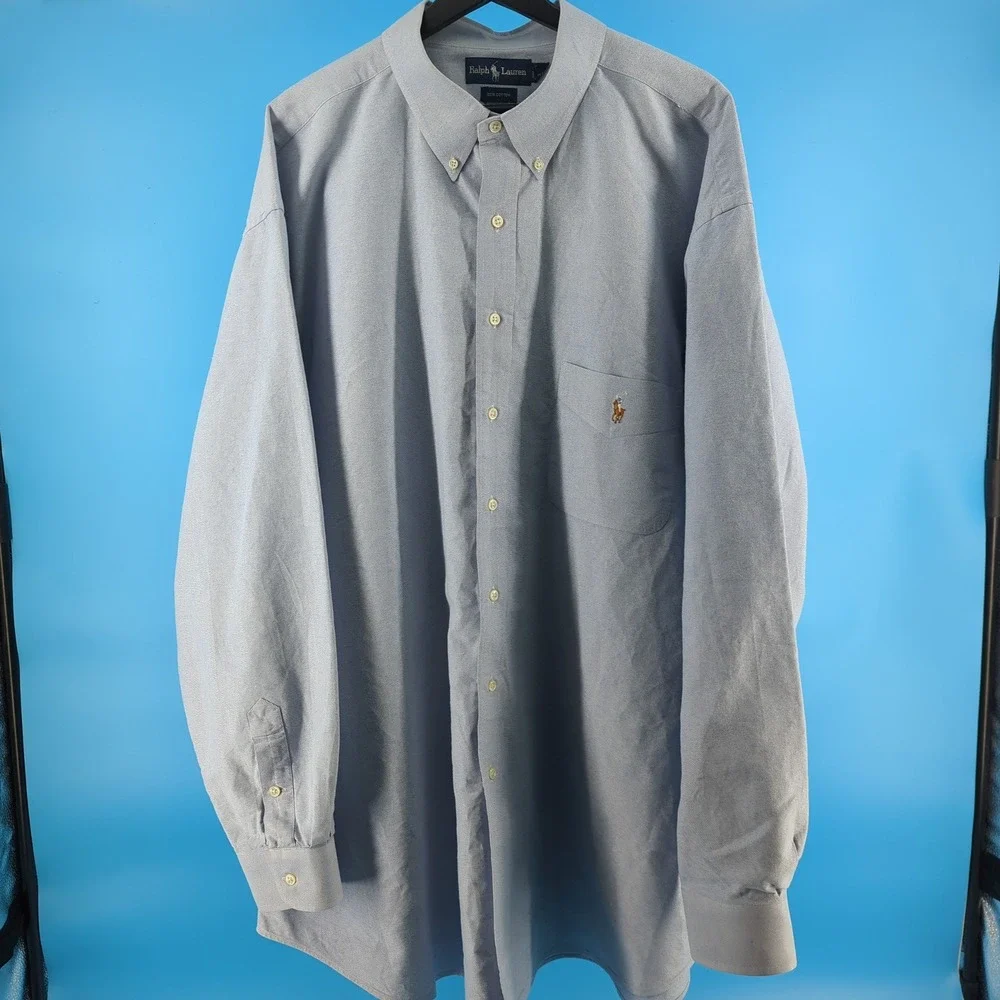 Ralph Lauren Mens 3XLT Tall Light Blue Cotton Oxford Button Down Shirt 1043